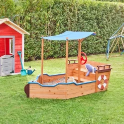 HOME DELUXE - Scheepszandbak met bankje MATSCHEKISTE - 160 x 78 cm