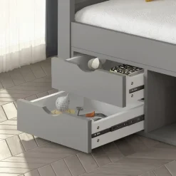 HOME DELUXE COSMOS kinderbed met lades en matras - 90 x 200 cm grijs