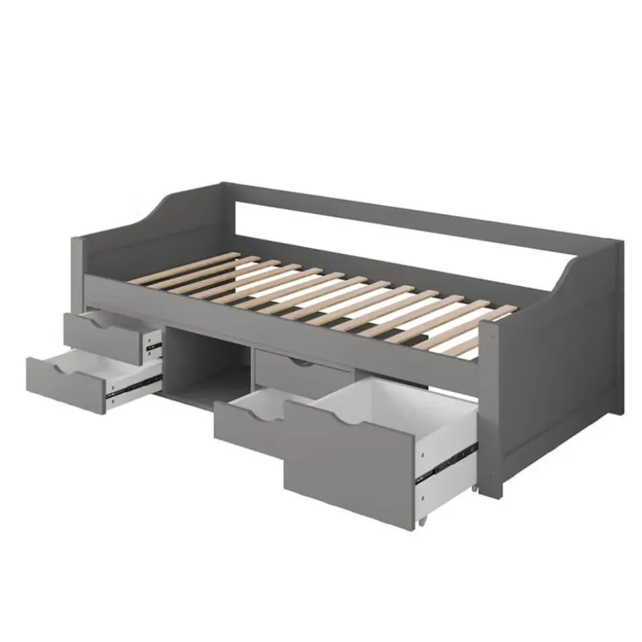 HOME DELUXE COSMOS kinderbed met lades en matras - 90 x 200 cm grijs