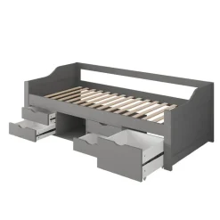 HOME DELUXE COSMOS kinderbed met lades - 90 x 200 cm grijs