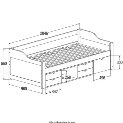 HOME DELUXE COSMOS kinderbed met lades - 90 x 200 cm grijs