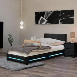 HOME DELUXE LED bed ASTEROID zwart 90 x 200 cm