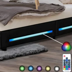 HOME DELUXE LED bed ASTEROID zwart 90 x 200 cm