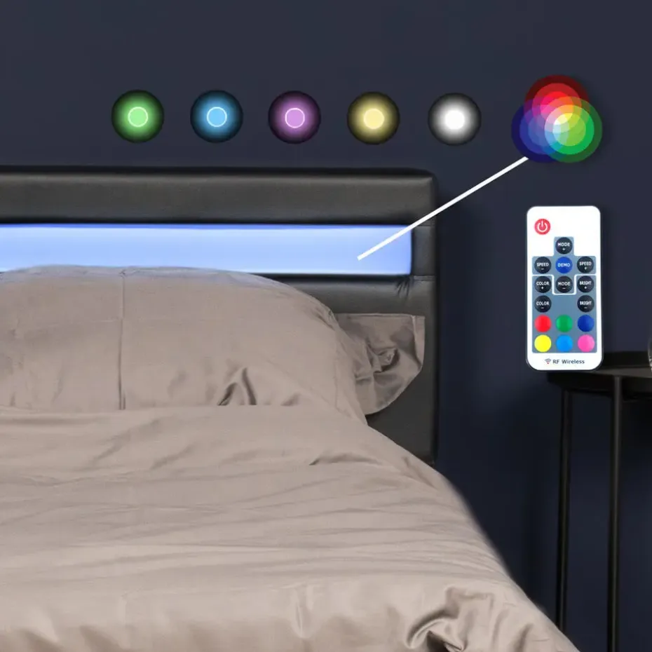 HOME DELUXE LED bed ASTRO zwart 90 x 200 cm