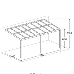 HOME DELUXE terrasoverkapping SOLIS grijs 496 / 503 x 300 / 303 x 278 / 226 cm