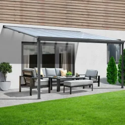 HOME DELUXE Terrasoverkapping SOLIS Grijs 312 x 303 x 226 / 278 cm