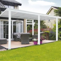 HOME DELUXE terrasoverkapping SOLIS wit 435 / 442 x 300 / 303 x 278 / 226 cm