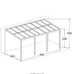 HOME DELUXE Terrasoverkapping SOLIS Grijs 618 / 625 x 303 / 300 x 278 / 226 cm