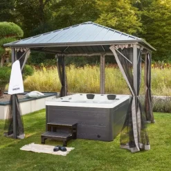 HOME DELUXE WHITE MARBLE buitenwhirlpool met opstap en thermische afdekking