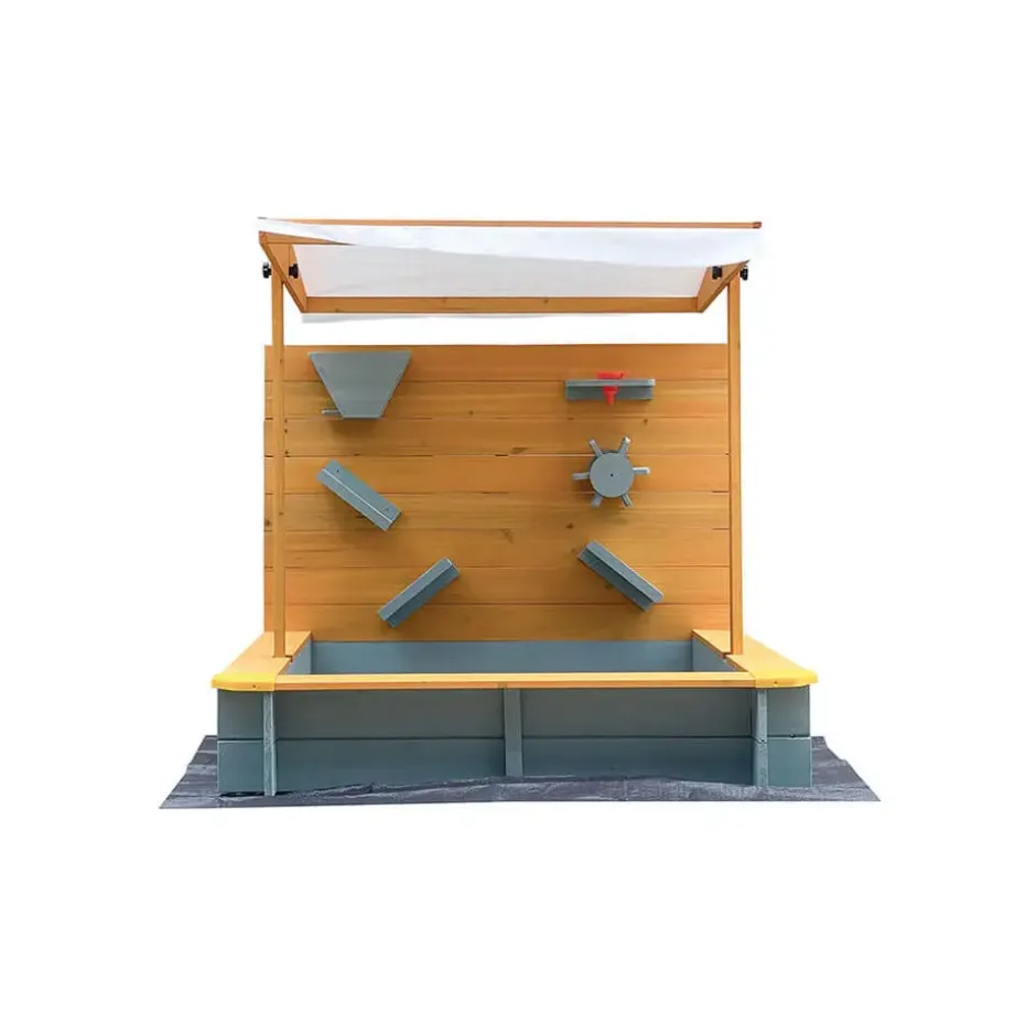 HOME DELUXE Zandbak met overkapping SANDY - hout/grijs