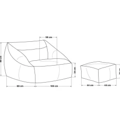 HOME DELUXE zitzak COSY lichtgrijs incl. krukje