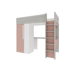 Hoogslaper Beau 90x200 met bureau & kast - oudroze