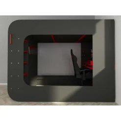 Hoogslaper Graham met gamebureau 120x200cm - antraciet/rood