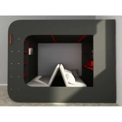 Hoogslaper Graham met gamebureau 120x200cm - antraciet/rood