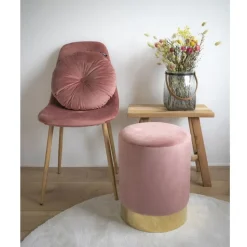 House Nordic Poef Gamby Velvet Roze Ø34x43cm