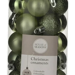 House of Season Kerstballen - 30st - kunststof - donkergroen - 3cm