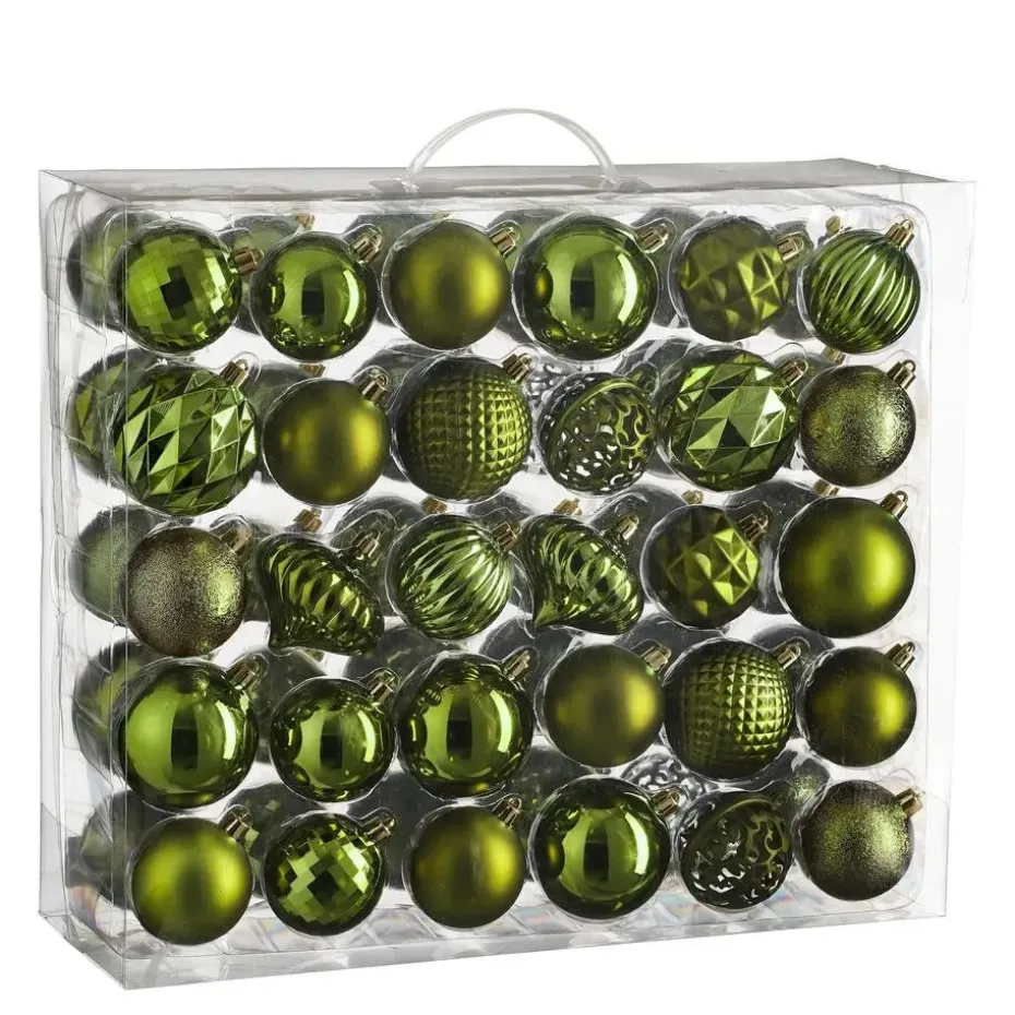 House of Seasons Kerstballen Set - 60 Stuks - Donkergroen