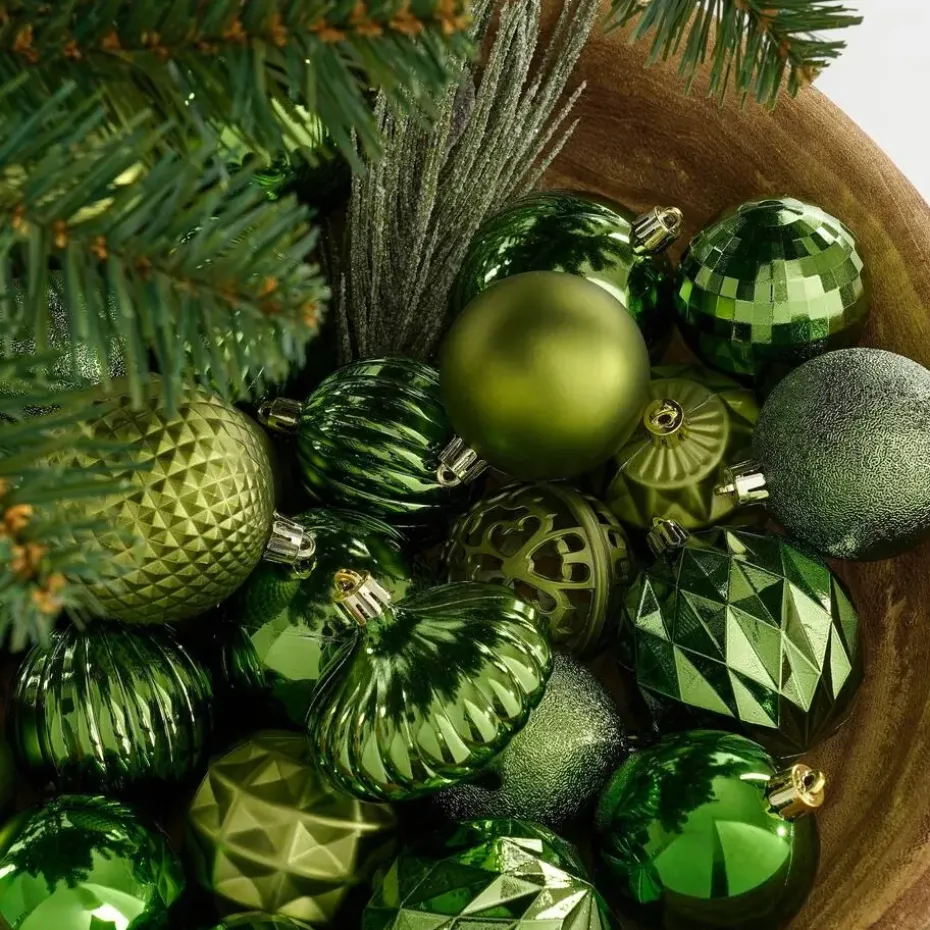 House of Seasons Kerstballen Set - 60 Stuks - Donkergroen