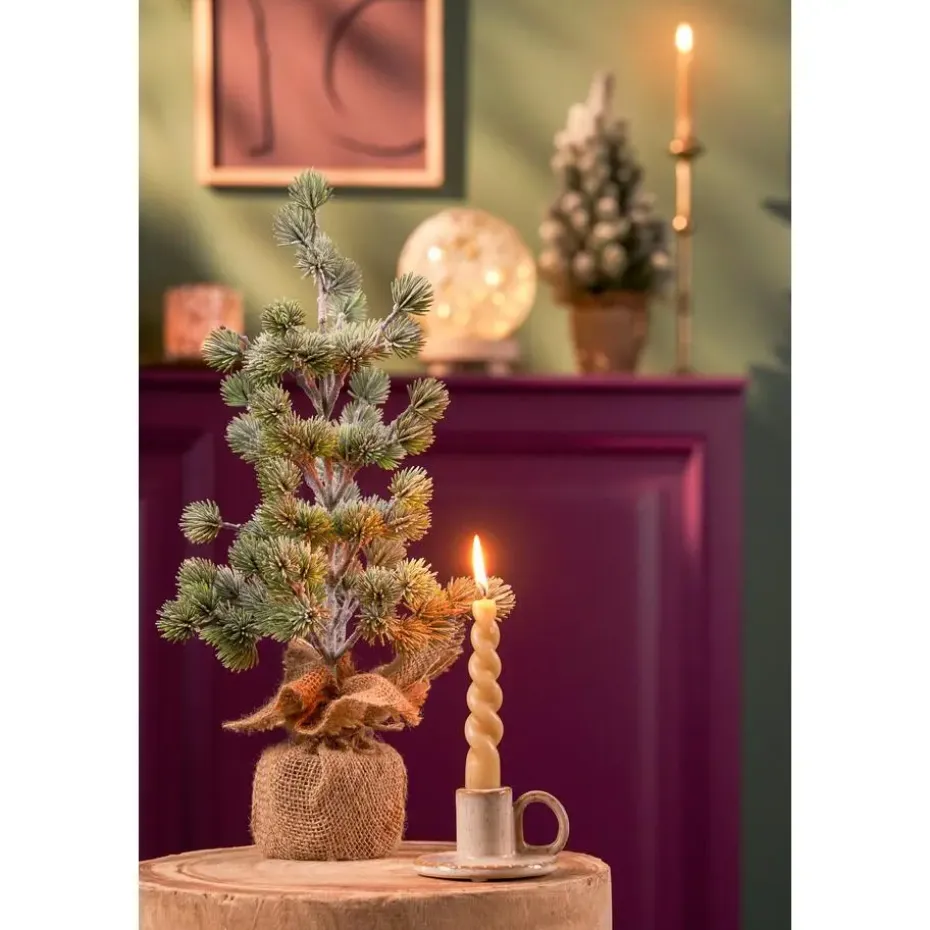 House of Seasons Kunstkerstboom in Jute - H45 x Ø23 cm - Groen Frosted