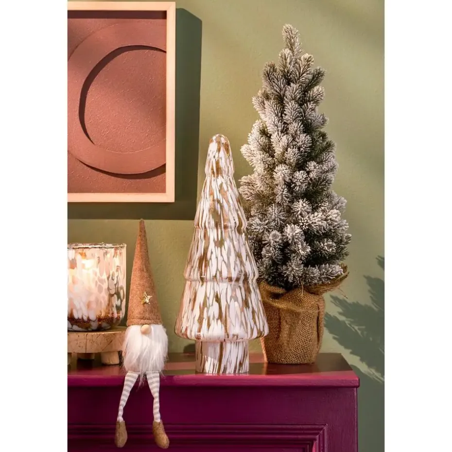 House of Seasons Kunstkerstboom in Jute - H60 x Ø30 cm - Groen Frosted