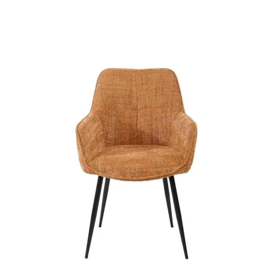 Housecraft Living Jez Eetkamerstoelen met armleuning Oranje - Set van 2