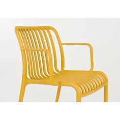 Housecraft Living Mante Tuinstoelen Armleuning Kunststof Geel - Set van 4