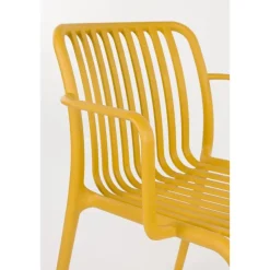 Housecraft Living Mante Tuinstoelen Armleuning Kunststof Geel - Set van 4