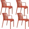 Housecraft Living Mante Tuinstoelen Armleuning Kunststof Terra/ Rood - Set van 4