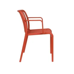 Housecraft Living Mante Tuinstoelen Armleuning Kunststof Terra/ Rood - Set van 4