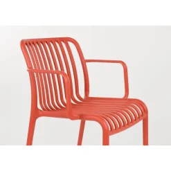 Housecraft Living Mante Tuinstoelen Armleuning Kunststof Terra/ Rood - Set van 4