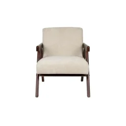 Housecraft Living Panadero Fauteuil met armleuning Hout Bruin donker/ Beige