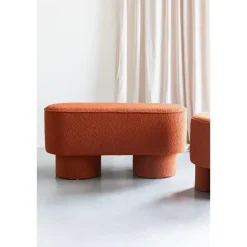 Housecraft Marcos Bankje Bouclé Rood/ Bruin