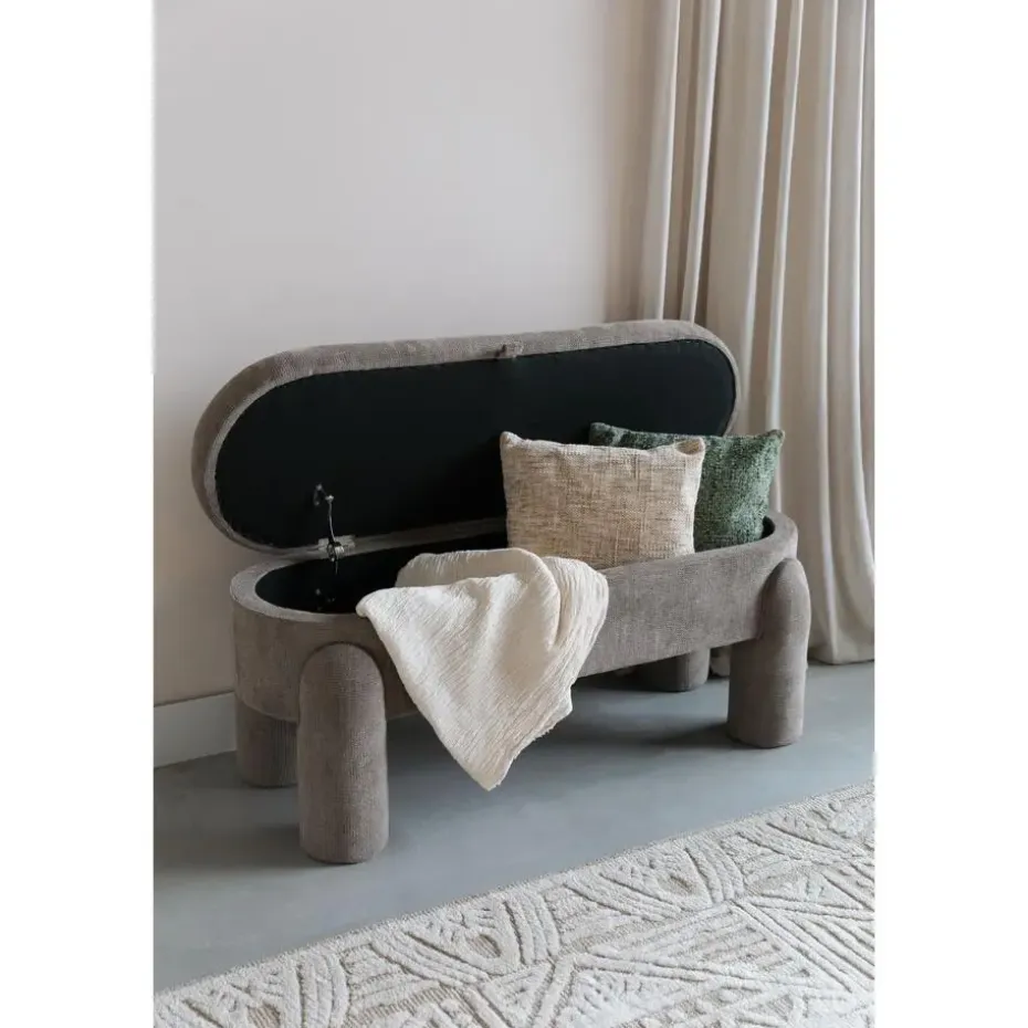 Housecraft Orly Bankje met opbergruimte 113 cm - Grijs