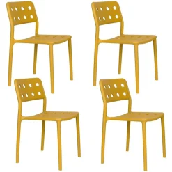 Housecraft Serra Tuinstoel/ Eetkamerstoelen Kunststof Geel - Set van 4