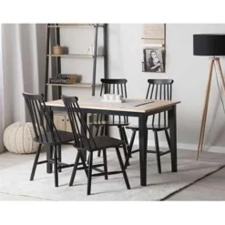 HOUSTON - Eettafel - Zwart - 75 x 120 cm - Rubberhout