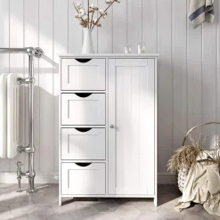 Houten Badkamer Buffet met 4 laden - Vrijstaand - Wit