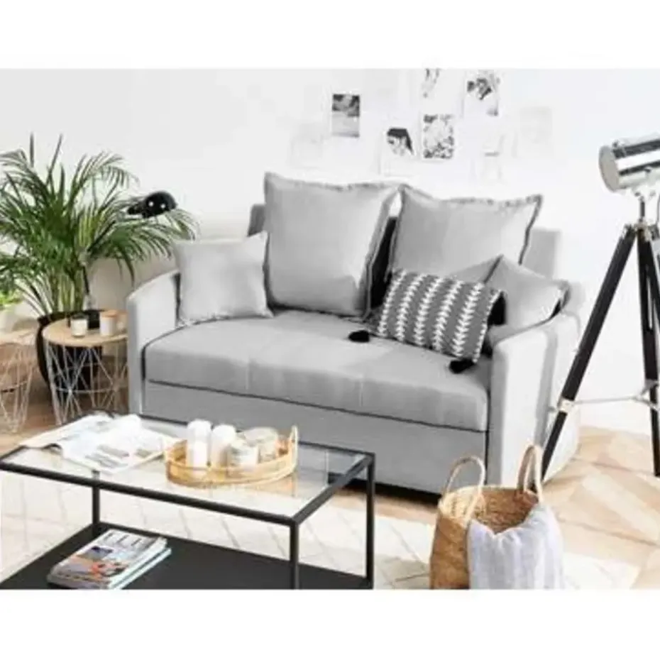 HOVIN - Slaapbank 2-zits - Lichtgrijs - Polyester