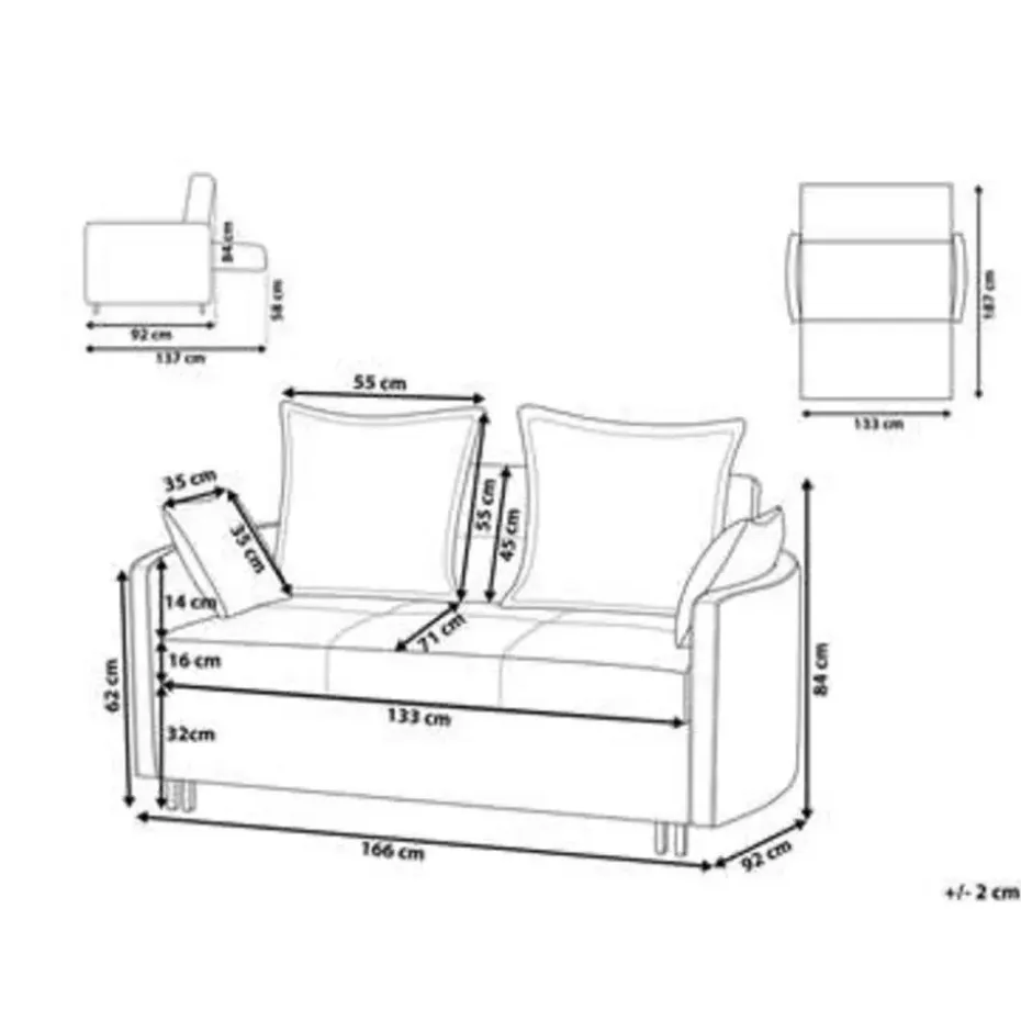 HOVIN - Slaapbank 2-zits - Lichtgrijs - Polyester