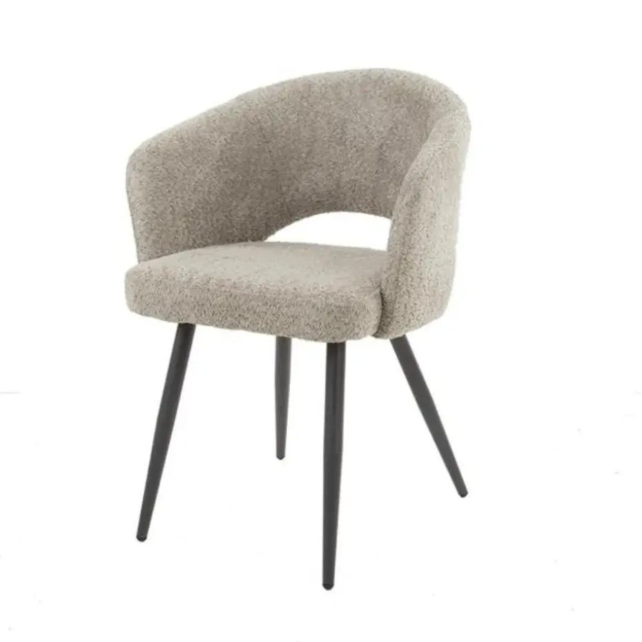 Hoyz - Armstoel Salon - Boucle - Zandkleur - Set van 2