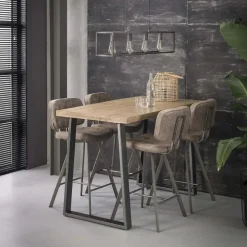 Hoyz - Bartafel Industrieel - Massief Mangohout - Blank - Trapezium - 135x70x92