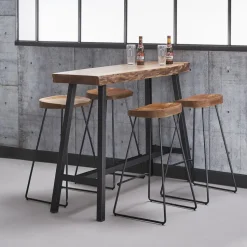 Hoyz - Bartafel Live Edge - 125cm Breed - 4 Personen - Hout - Bruin