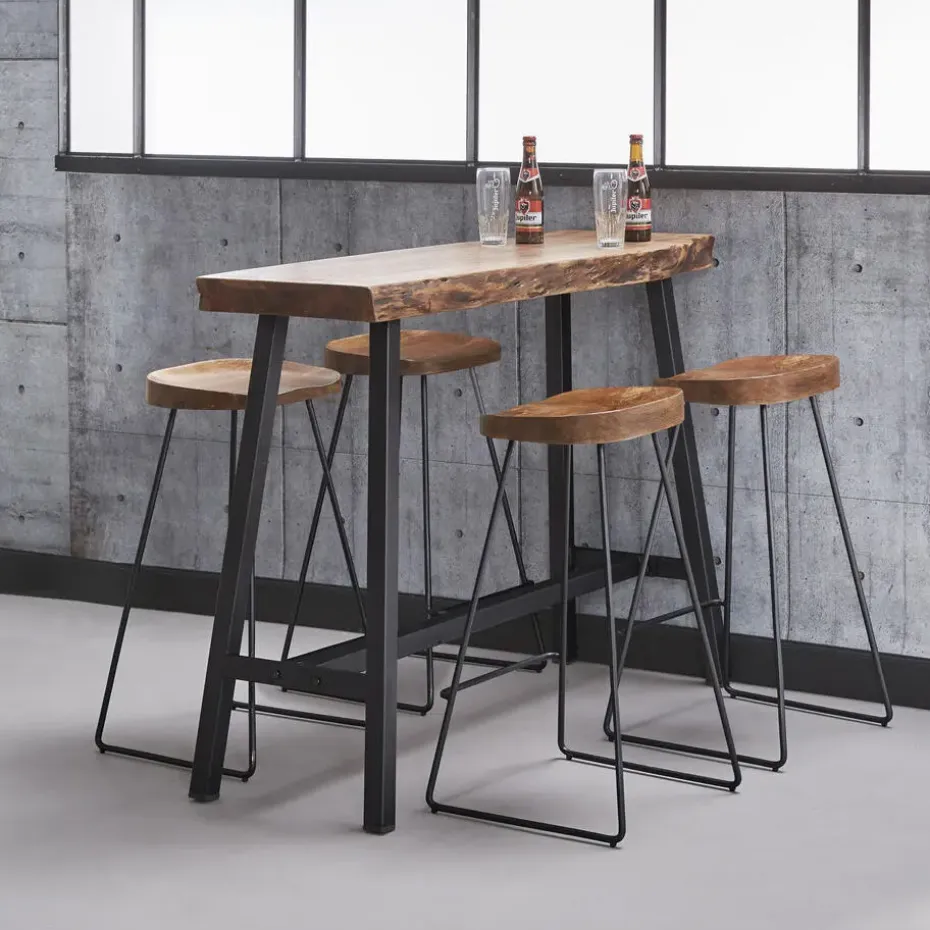 Hoyz - Bartafel Live Edge - 125cm Breed - 4 Personen - Hout - Bruin