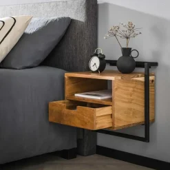 Hoyz - Hangend Nachtkastje - Zwart - 1 Lade - Open Vak Air Solid