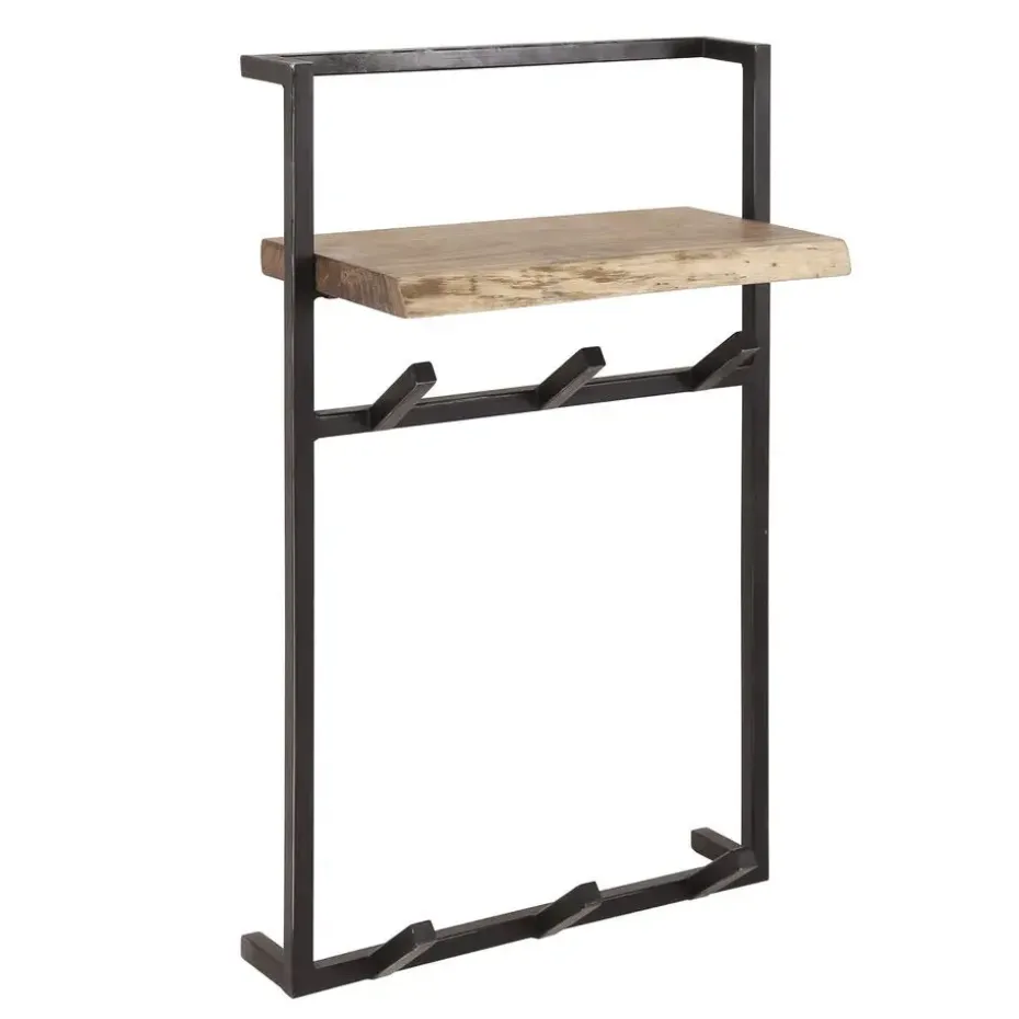 Hoyz - Kapstok Air Solid Hoog - 6 Haken - Massief Acaciahout - 100x51x80