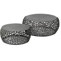 Hoyz - Salontafel Maze - Zwart/Grijs Metaal - Set van 2 - 75x75x30