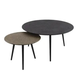 Hoyz - Salontafel Metallic - Rond - Grijs - Set van 2