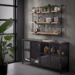 Hoyz - Wandplanken set Edge - Acaciahout - Complete set - 6 stuks