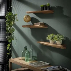 Hoyz - Wandschap Edge - 60cm - Set van 3 - Bruin