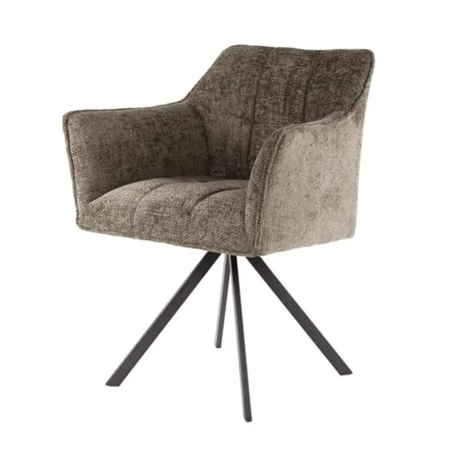 Hoyz Collection - Armstoel Raster Draaibaar - 2 Stuks - Rich Taupe