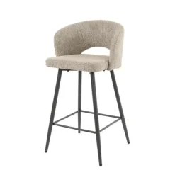 Hoyz Collection - Barstoel Boucle Salon - 2 Stuks - Boucle Zandkleur